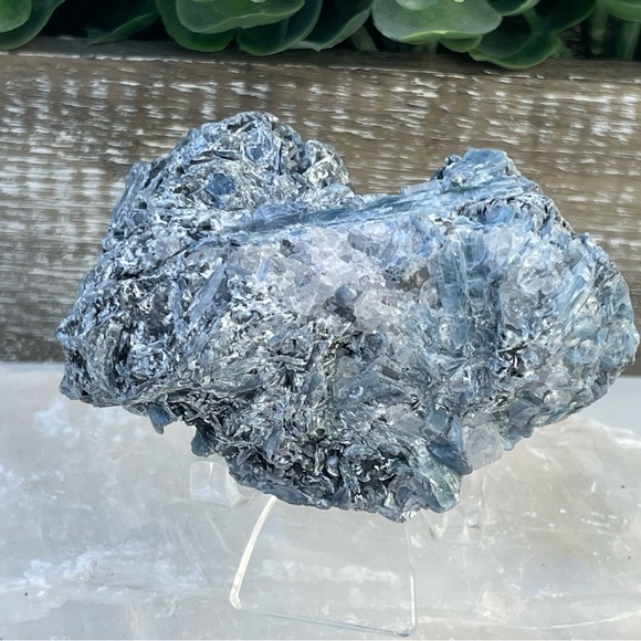 Blue Kyanite With Black Tourmaline Cluster - Picture 3 of 12